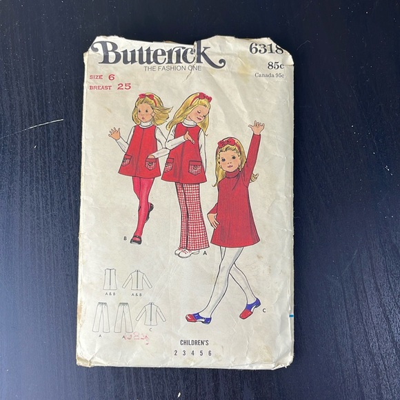 Butterick 6318 Children's Sz. 6 Sewing Pattern‎ - Picture 1 of 7